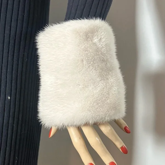 White Mink Cuffs - Picture 2 of 3